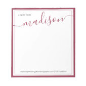 White Burgundy - Persoonlijke naam van het bureau  Notitieblok (Voorkant)