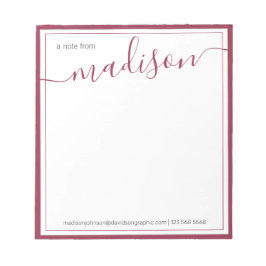 White Burgundy - Persoonlijke naam van het bureau  Notitieblok