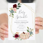 White Burgundy Pumpkin Baby Sprinkle Invitation Kaart
