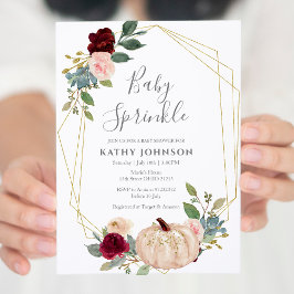 White Burgundy Pumpkin Baby Sprinkle Invitation Kaart