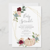 White Burgundy Pumpkin Baby Sprinkle Invitation Kaart (Voorkant)