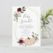 White Burgundy Pumpkin Baby Sprinkle Invitation Kaart (Staand voorkant)