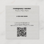 White Burlap Linen QR Code Business Card Vierkante Visitekaartje (Achterkant)