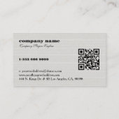 White Burlap Linen QR Code Business Card Visitekaartje (Achterkant)