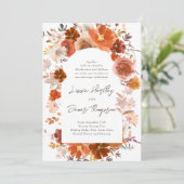 White Burnt Oranje Floral Botanical Arch Wedding Kaart (Staand voorkant)