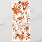 White Burnt Oranje Floral Lijst Bouquet Wedding Menu (Achterkant)