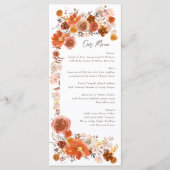 White Burnt Oranje Floral Lijst Bouquet Wedding Menu (Voorkant)
