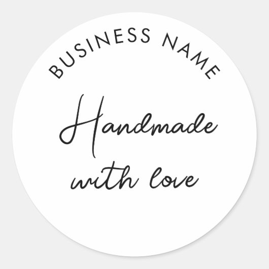 White Business Handmade Business Ronde Sticker (Voorkant)