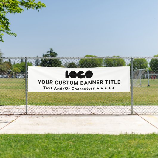 White Business Logo Company Brand Outdoor 10' lang Spandoek (Insitu)