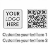 White Business Logo Company Eenvoudige QR-codeteks Sticker (Voorkant)
