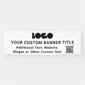 White Business Logo Company QR code Outdoor 2,5x8 Spandoek (Horizontaal)