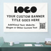 White Business Logo Company QR Promo Custom 4'x6' Spandoek (Beurs)