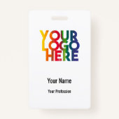 White Business Logo Custom Employee Barcode Name Badge (Voorkant)