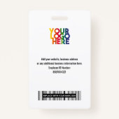 White Business Logo Custom Employee Barcode Name Badge (Achterkant)