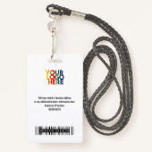 White Business Logo Custom Employee Barcode Name Badge (Achterkant met draagriem)