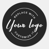 White Business logo Eenvoudig Aangepast Zwart Ronde Sticker (Voorkant)