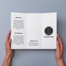White Business Logo Marketing Trifold Brochure