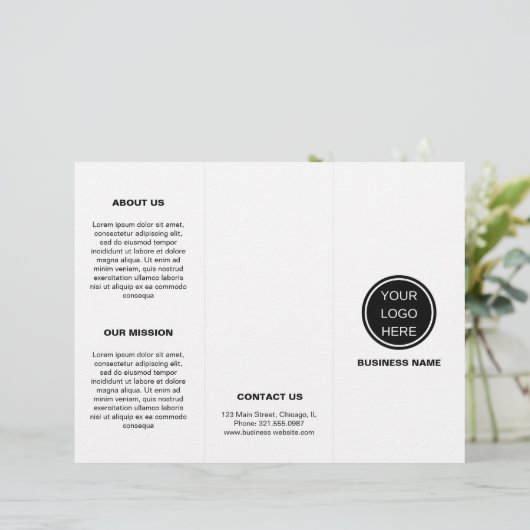 White Business Logo Marketing Trifold Brochure (Staand voorkant)