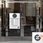 White Business Logo Openingstijden QR Code Raamsticker (Kantoordeur)
