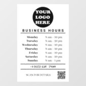 White Business Logo Openingstijden QR Code Raamsticker (Vel)