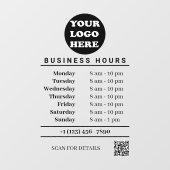 White Business Logo Openingstijden QR Code Raamsticker (Vel)