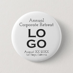 White Business of Corporate Event Custom Logo Ronde Button 5,7 Cm