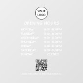 White Business Opening Hours Modern Script Qr  Raamsticker (Vel)