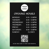 White Business Opening Hours Modern Script Qr  Raamsticker (Vel 3)