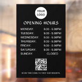 White Business Opening Hours Modern Script Qr  Raamsticker (Vel 2)