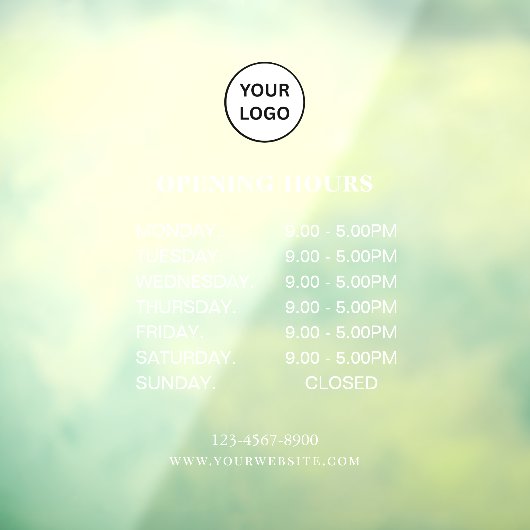 White Business Opening Hours Simple Modern Script  Raamsticker (Vel 3)