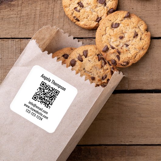 White Business QR Code Custom Basic Vierkante Sticker