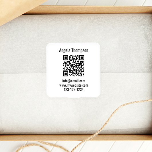 White Business QR Code Custom Basic Vierkante Sticker