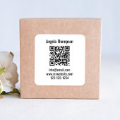 White Business QR Code Custom Basic Vierkante Sticker