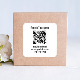 White Business QR Code Custom Basic Vierkante Sticker
