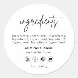White Business Social Media Ingrediënten Label
