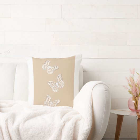 White Butterflies Home Decor Throw Cushions Kussen (Bank)