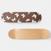 White Butterfly Brown Background Cute esthetic Persoonlijk Skateboard (Horizontaal)