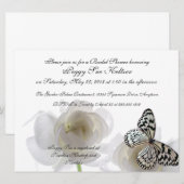 White Butterfly Custom Bridal Shower Invitations Kaart (Voorkant / Achterkant)
