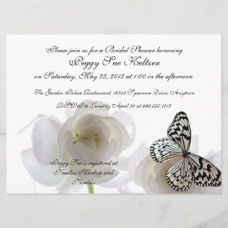 White Butterfly Custom Bridal Shower Invitations Kaart