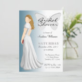 White Butterfly Elegant Bridal Shower Invitations Kaart (Staand voorkant)