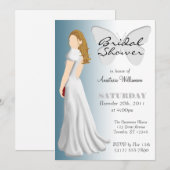 White Butterfly Elegant Bridal Shower Invitations Kaart (Voorkant / Achterkant)