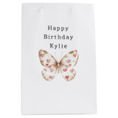 White Butterfly Hearts verjaardag Medium Cadeauzakje (Voorkant)