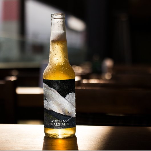White Butterfly Koi Foto gepersonaliseerd Bier Etiket