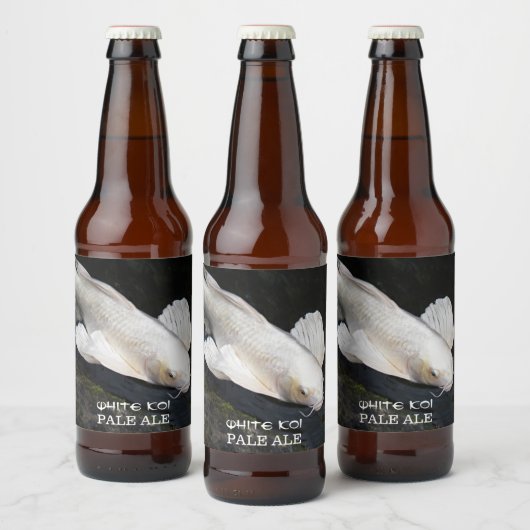 White Butterfly Koi Foto gepersonaliseerd Bier Etiket (Flessen)