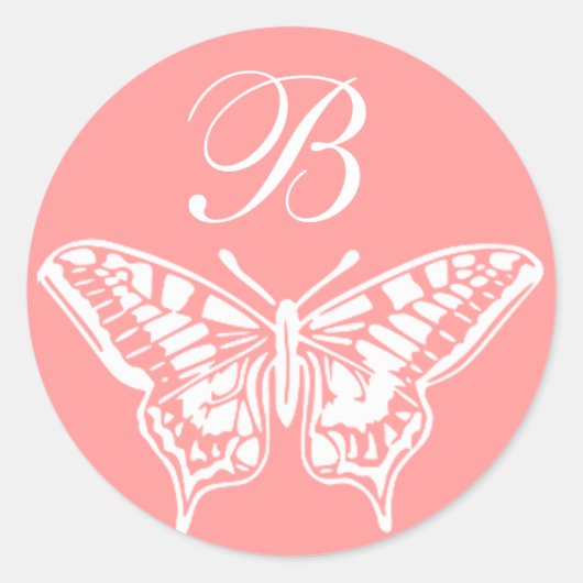 White Butterfly  Monogram sticker (Voorkant)