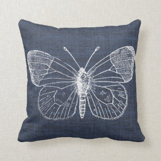 White Butterfly on Indigo Pillow 2 Kussen