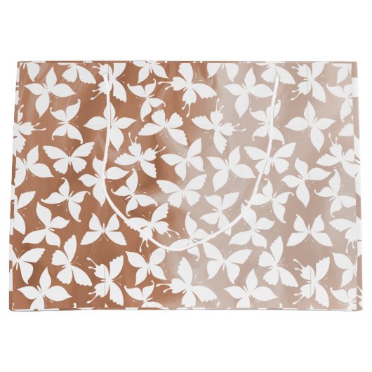 White Butterfly Pattern Groot Cadeauzakje (Voorkant)