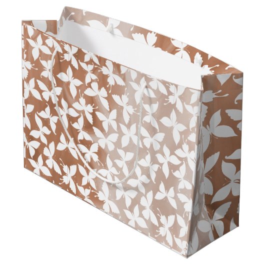 White Butterfly Pattern Groot Cadeauzakje (Achterkant Gekanteld)