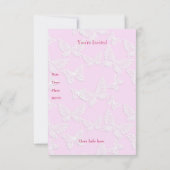 White Butterfly  Roze 1st Birthday Party Kaart (Achterkant)