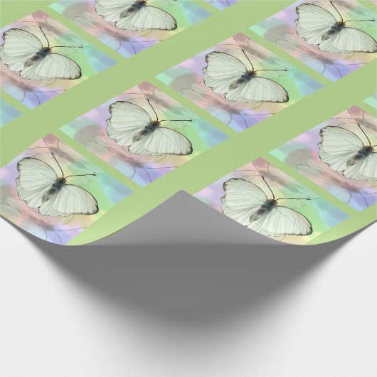White Butterfly Wrapping Paper Cadeaupapier (Hoek)